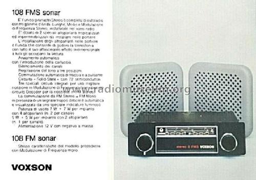 Sonar 108 Stereo 8 FMS; Voxson, FARET F.A.R. (ID = 2796628) Car Radio