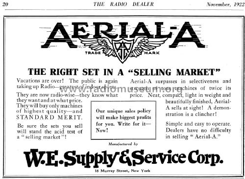 Receiving Set Aerial A; W. E. Supply & (ID = 1196613) Radio