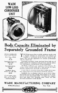 Low-Loss Condenser Unit ; Wade Mfg. Co. - (ID = 1227898) Radio part