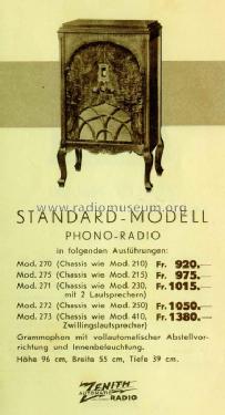 Zenith 270 Phono-Radio Ch= 2022A 2022B ; Walser, Conrad; (ID = 2727712) Radio