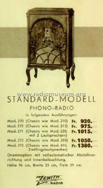 Zenith 275 Phono-Radio Standard Ch= 2044; Walser, Conrad; (ID = 2727738) Radio