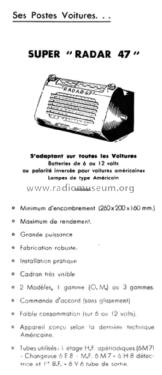 Radar 1947 ; Walther, J.; Paris (ID = 1473394) Car Radio