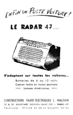 Radar 1947 ; Walther, J.; Paris (ID = 1473395) Car Radio