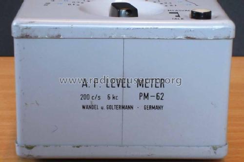 A.F. Level Meter - Pegelmesser PM-62 BN-62/31; Wandel & Goltermann; (ID = 1357063) Equipment