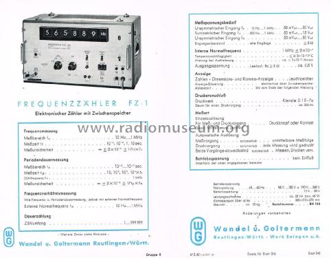 Frequenzzähler FZ-1; Wandel & Goltermann; (ID = 2684620) Ausrüstung