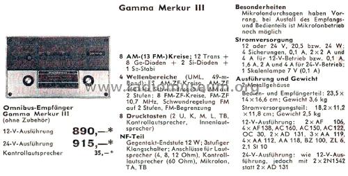 Gamma Merkur III ; Wandel & Goltermann; (ID = 2474829) Car Radio