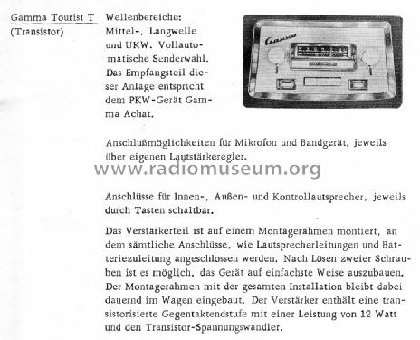 Gamma Tourist T; Wandel & Goltermann; (ID = 1948801) Car Radio