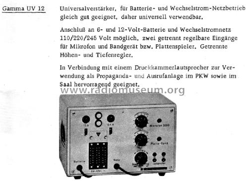 Gamma UV12; Wandel & Goltermann; (ID = 1948775) Ampl/Mixer