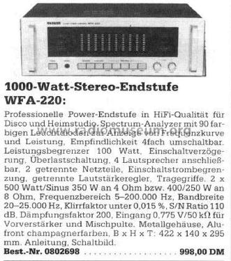 Stereo Amplifier WFA-220; Wangine Electronics (ID = 1741941) Ampl/Mixer