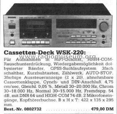 Stereo Cassette Tape Deck WSK-220; Wangine Electronics (ID = 1741933) Ton-Bild