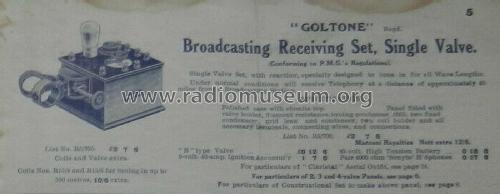 Goltone Broadcast Receiving Set ; Ward & Goldstone, GB (ID = 2469709) Radio