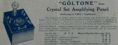 Goltone Crystal Set Amplifying Panel R4/714; Ward & Goldstone, GB (ID = 2469708) Ampl/Mixer