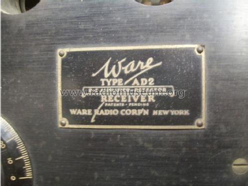 RF Amplifier-Detector Receiver Type AD2; Ware Mfg. (ID = 1012123) Radio