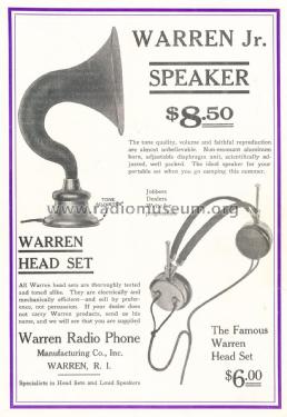 Warren Head Set ; Warren Radio Phone (ID = 2172047) Speaker-P