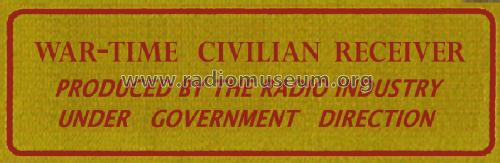 Wartime Civilian Receiver Utility Set; Wartime Joint (ID = 572806) Radio