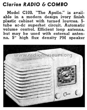 Clarion C-100 The Apollo; Warwick Mfg. Corp., (ID = 1110871) Radio