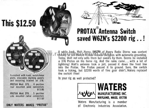 Antenna Switch Protax 376; Waters Inc.; Wayland (ID = 2083160) Amateur-D