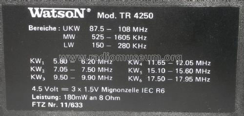 TR-4250; Watson Marke / brand (ID = 1207359) Radio