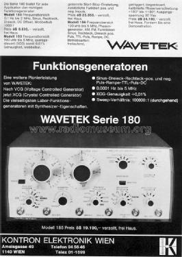 Sweep Generator 180 2 MHz LIN LOG Series 180; Wavetek Corporation; (ID = 1004472) Equipment