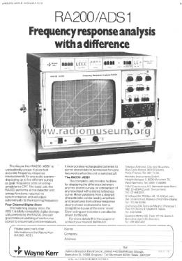 Frequency Response Analyser & Display Store RA200 & ADS1; Wayne Kerr; New (ID = 1190039) Ausrüstung