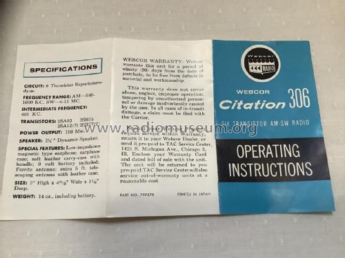 Citation Transistor 6 E306; Webster Co., The, (ID = 2711280) Radio