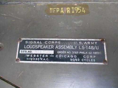 Loudspeaker Assembly LS-148/U; Webster Co., The, (ID = 1740623) Military