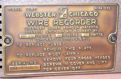 Wire Recorder 178; Webster Co., The, (ID = 1885293) R-Player