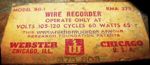 Wire Recorder 80-1; Webster Co., The, (ID = 1904581) R-Player