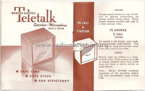 Teletalk Speaker Microphone Intercom 5G45BB; Webster Electric (ID = 1719670) Mikrofon/TA