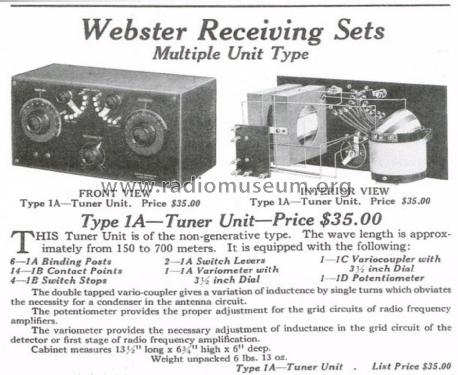 Tuner Unit Type 1A; Webster Electric (ID = 2176778) mod-pre26