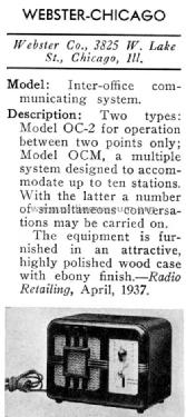 Communication System OC-2; Webster Co., The, (ID = 1010406) Ampl/Mixer