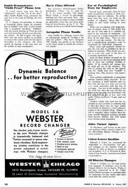Record Changer Chassis 56 ; Webster Co., The, (ID = 1076203) R-Player