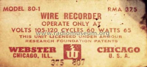 Wire Recorder 80-1; Webster Co., The, (ID = 597754) Reg-Riprod