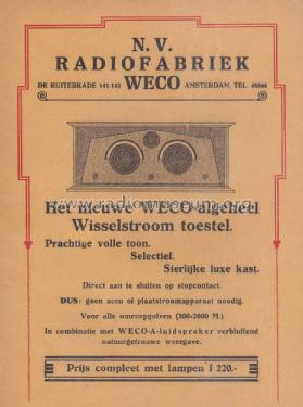 Algeheel Wisselstroomtoestel ; Weco N.V. (ID = 1538362) Radio