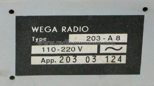 203-A8; Wega, (ID = 444364) Radio