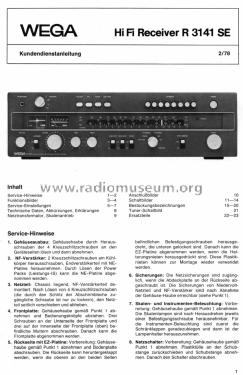 AM/FM Stereo HiFi Receiver R 3141 SE; Wega, (ID = 2025723) Radio