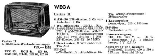 Carina II 1084; Wega, (ID = 3011526) Radio