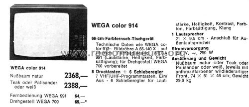 Color 914 ; Wega, (ID = 2448024) Television