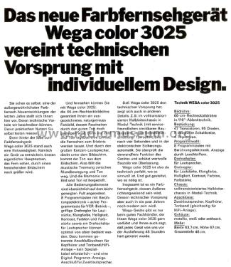 Farbfernsehgerät Wega-Color 3025; Wega, (ID = 2446945) Televisore