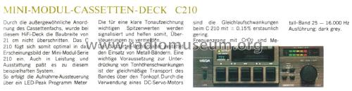 HiFi Cassette Deck C 210; Wega, (ID = 2230492) R-Player