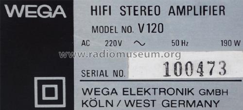 HiFi Stereo Amplifier V-120; Wega, (ID = 1669377) Ampl/Mixer