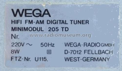 HiFi FM-AM Digital Tuner Minimodul 205 TD; Wega, (ID = 2023984) Radio