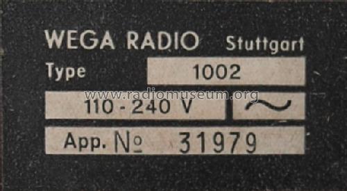 Regent 1002; Wega, (ID = 817365) Radio