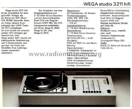 studio 3211 hifi; Wega, (ID = 2216880) Radio
