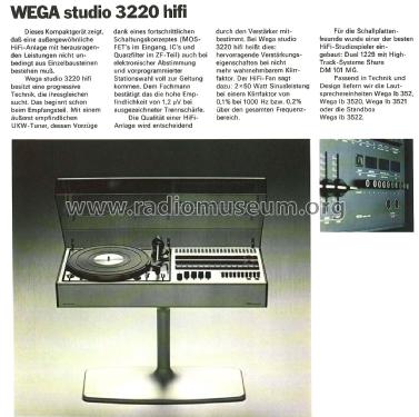 Studio 3220 HiFi; Wega, (ID = 2236503) Radio