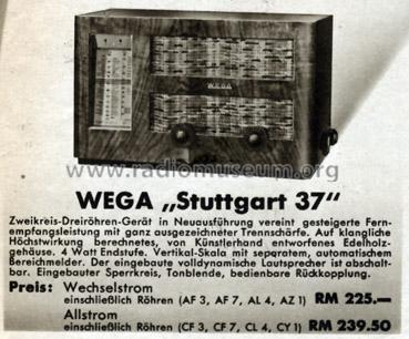Stuttgart 37W; Wega, (ID = 719472) Radio