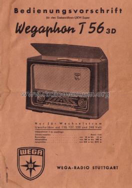 Wegaphon T56 1078; Wega, (ID = 2025674) Radio