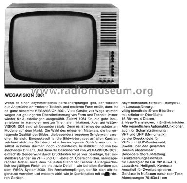 Wegavision 3001; Wega, (ID = 2450609) Television