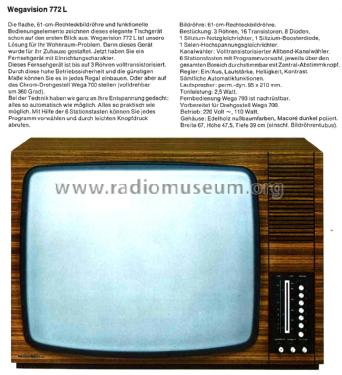 Wegavision 772 L; Wega, (ID = 2452632) Télévision