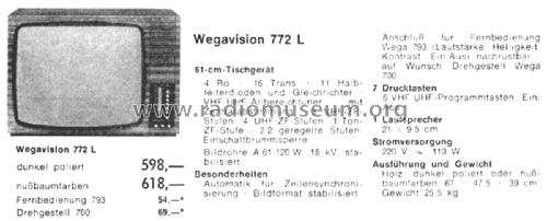 Wegavision 772 L; Wega, (ID = 2452564) Fernseh-E